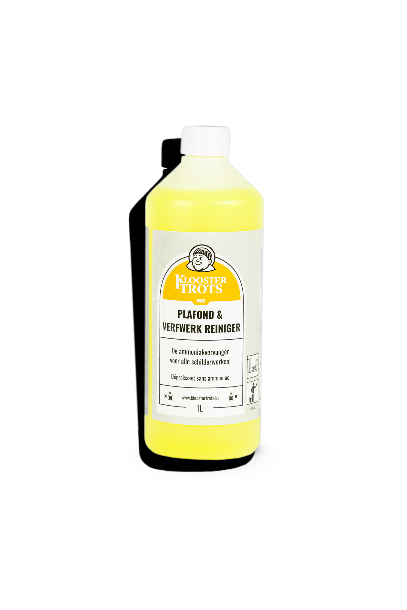 Kloostertrots plafond & verfwerk reiniger in fles van 1 liter. 