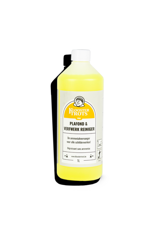 Kloostertrots plafond & verfwerk reiniger in fles van 1 liter. 