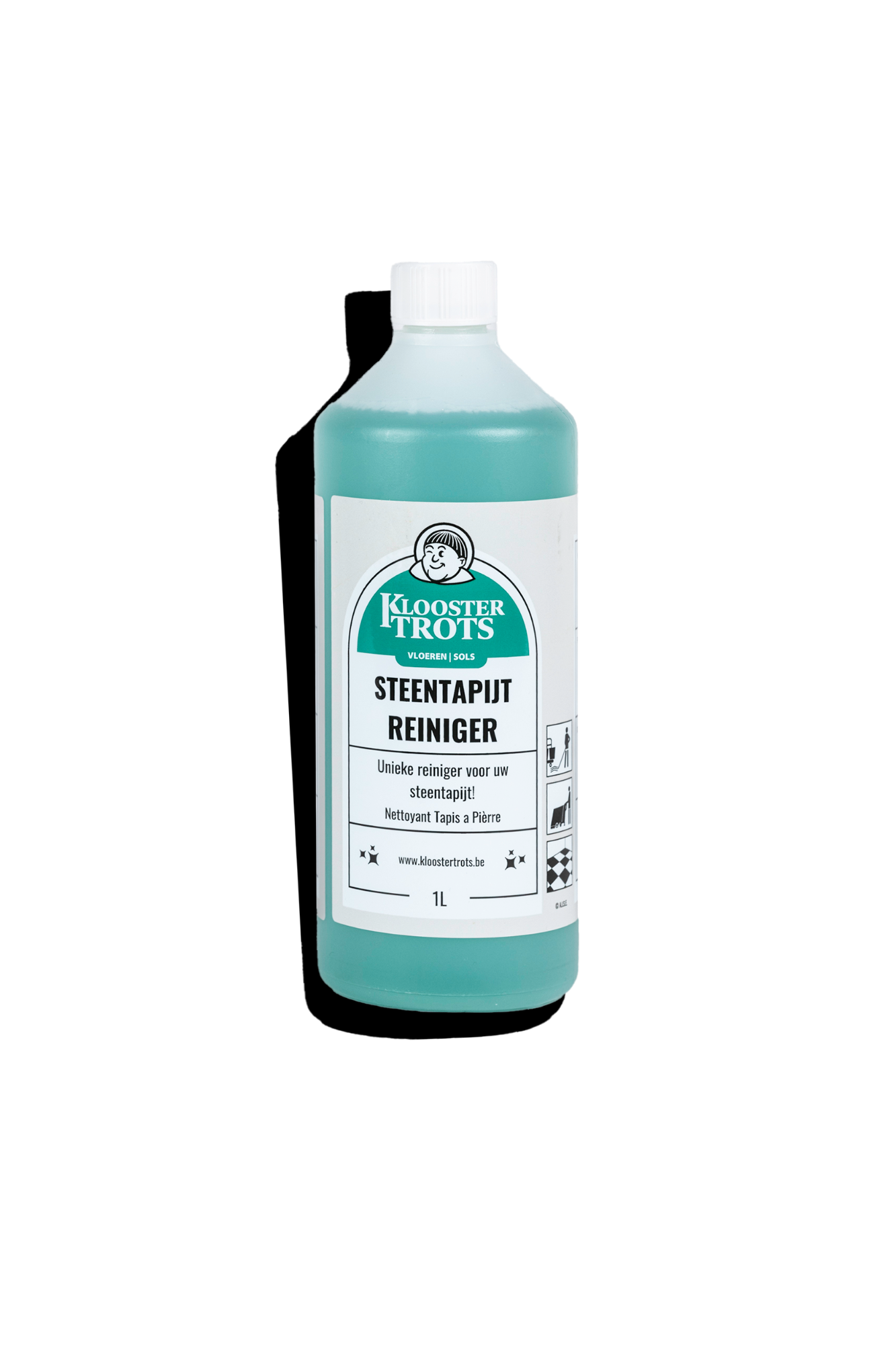 Kloostertrots unieke steentapijt reiniger in fles met draaistop van 1 Liter